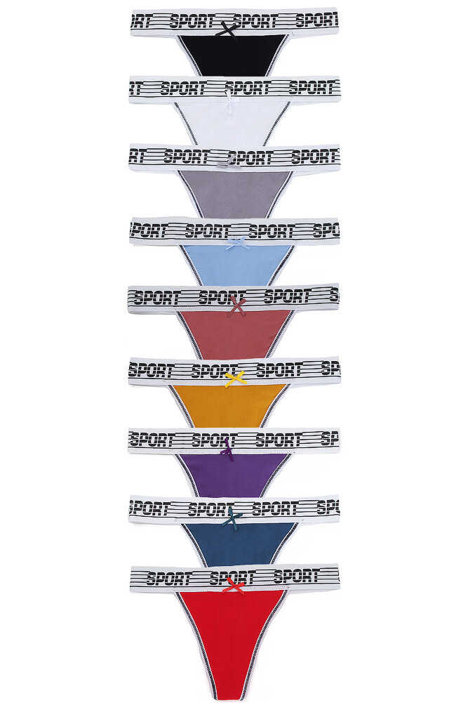 ScarvesMe 12 pack Women’s Assorted Sport Band Cotton Comfy Sexy Thong Panties