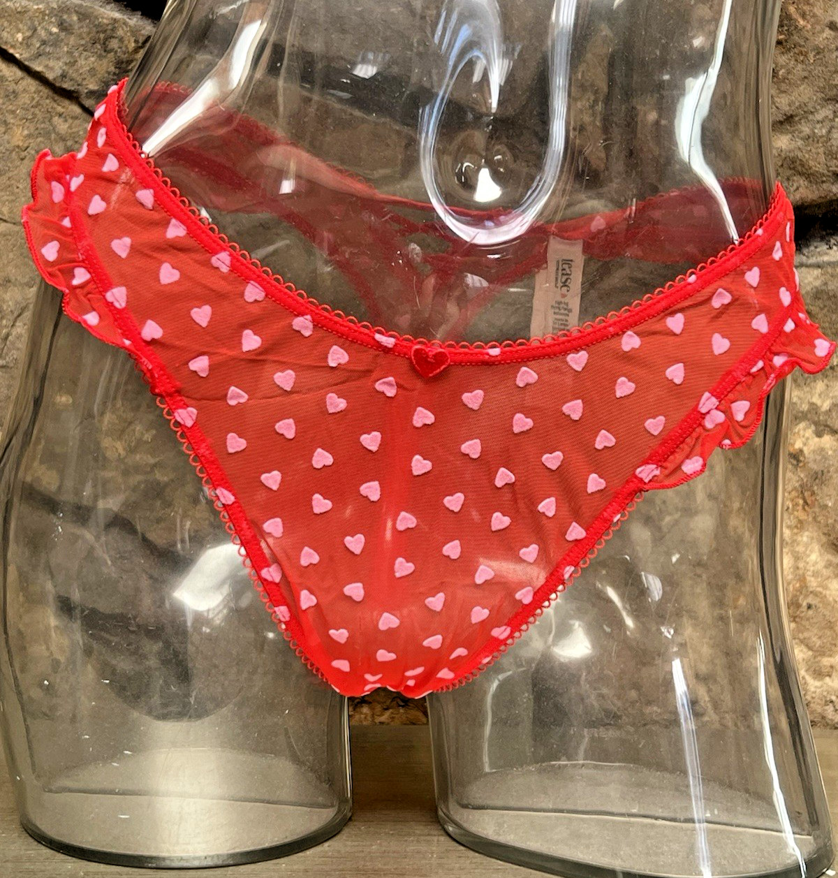Victoria’s Secret Tease High Leg Scoop THONG Panty Sz S Pink Hearts NWT$16.95