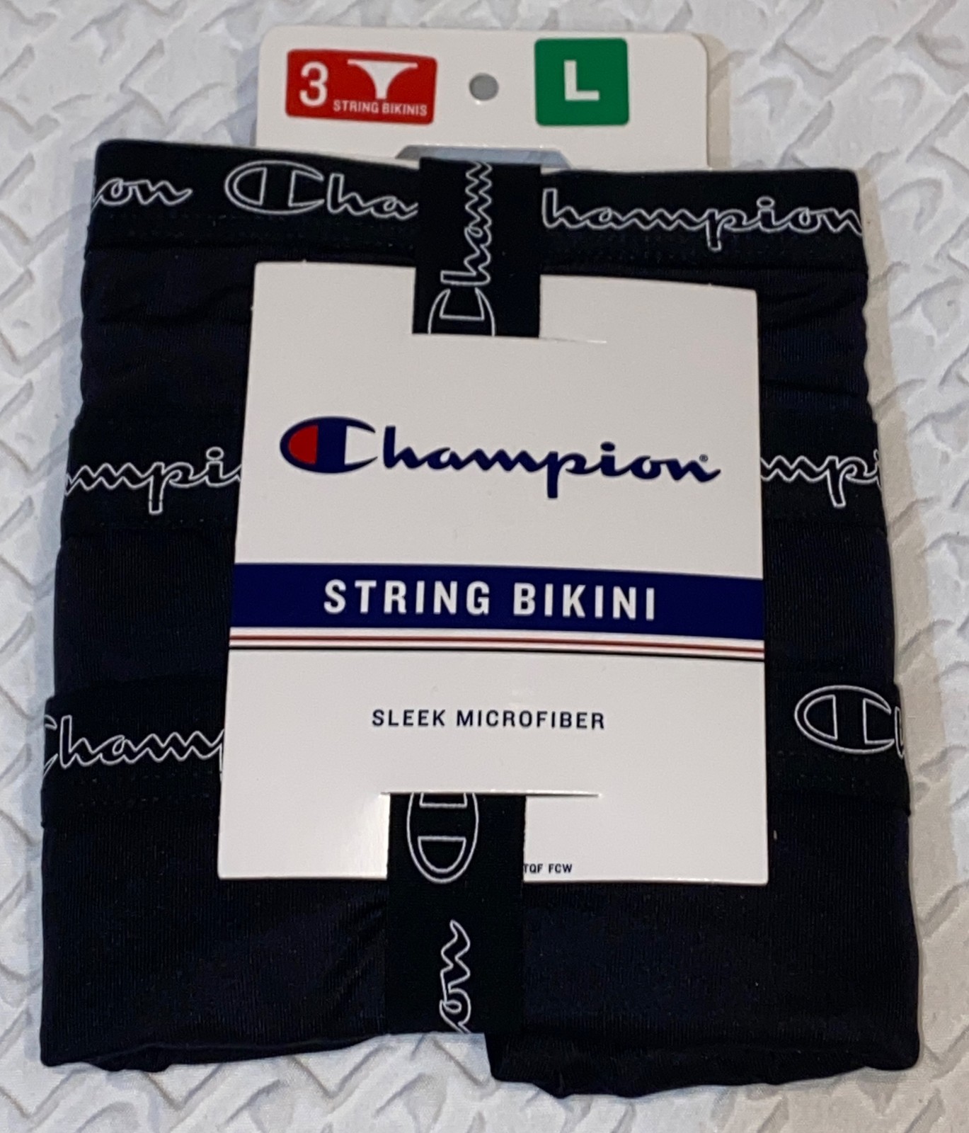 CHAMPION Sleek Microfiber 3 Pack Black String Bikini Panty NEW Womens Sz 2XL 9
