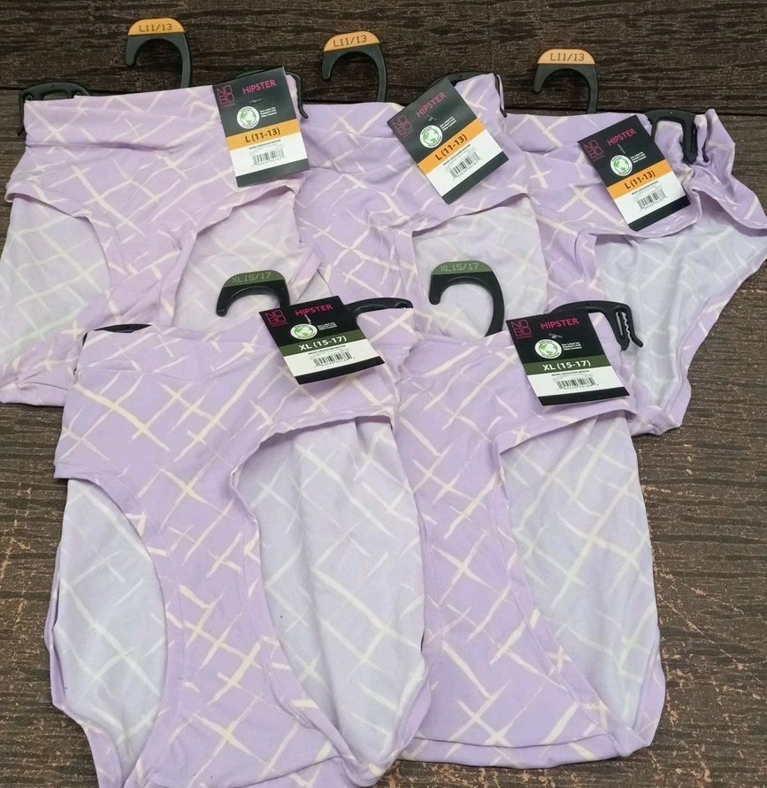 NoBo Womens Micro Crossover Hipster Panties Lavender Sz L (3) & XL (2) Lot Of 5
