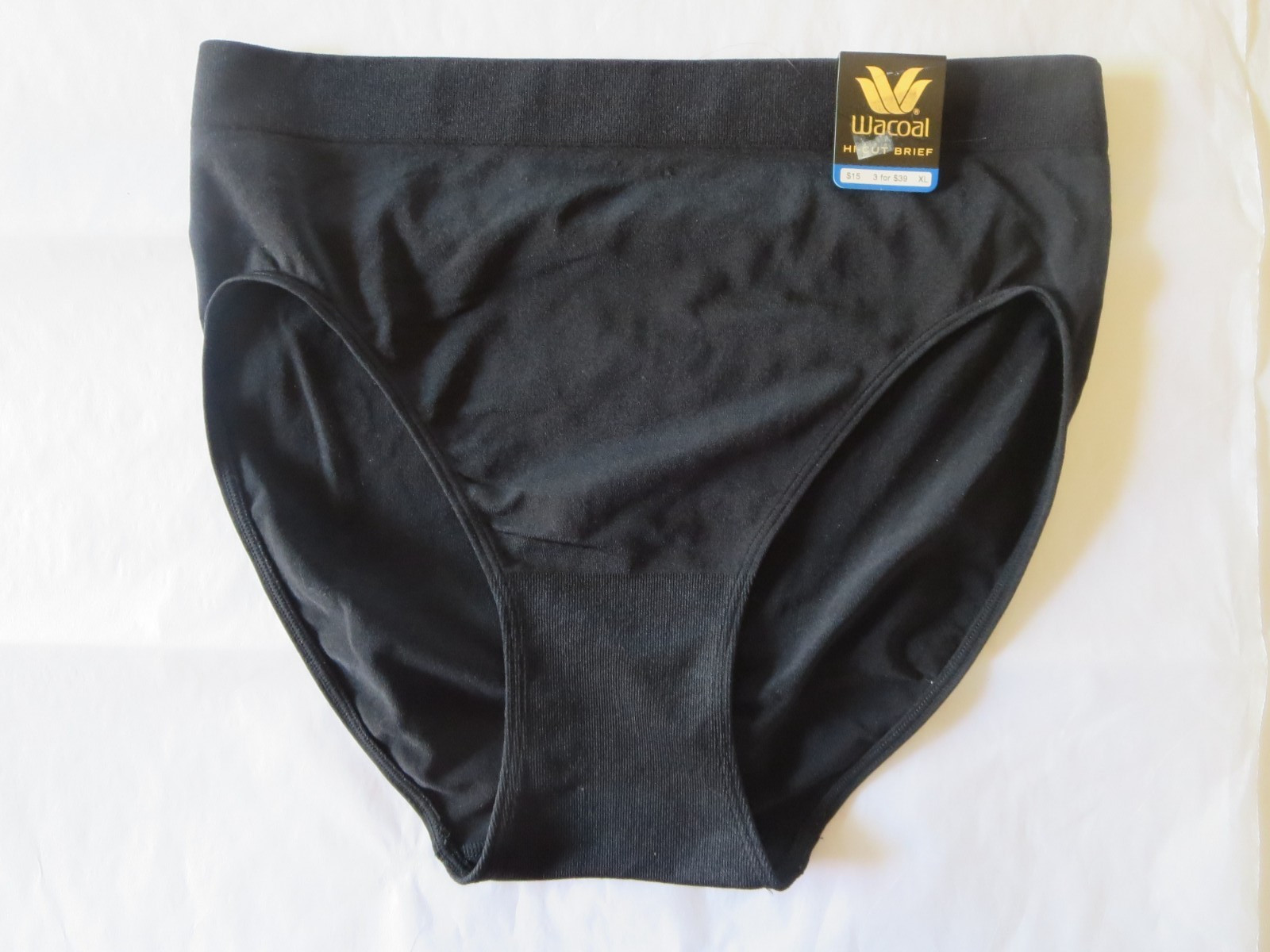 WACOAL B-SMOOTH HI-CUT WOMENS BRIEF PANTY #834175, XL, BLACK, NWT $15