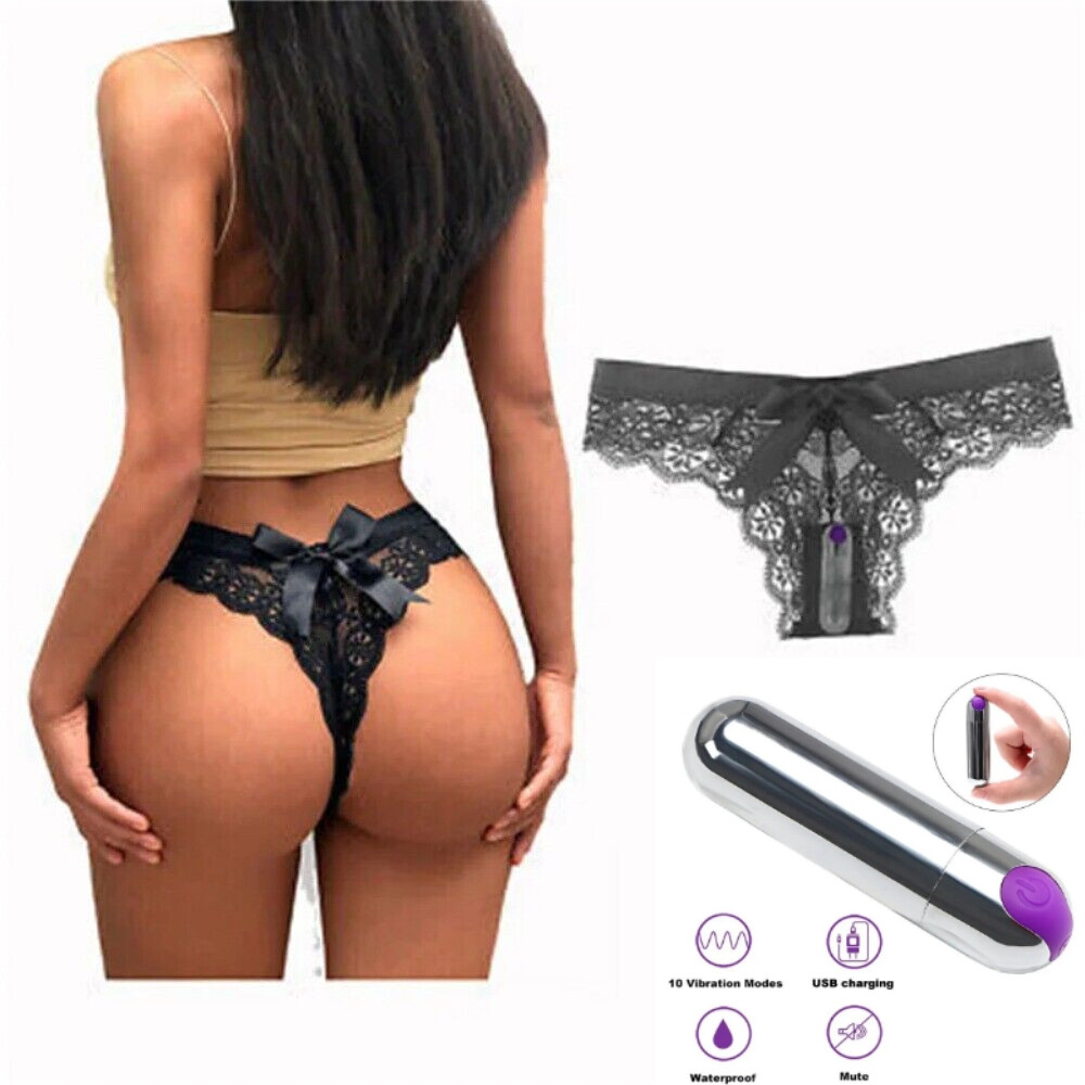 Wearable Wireless Waterproof Vibrating Panties for Women Toys Black Underwear
