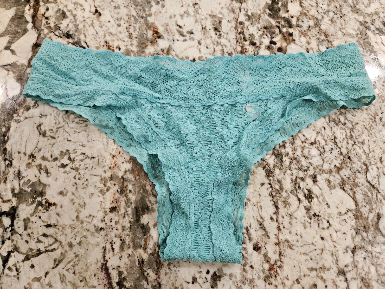 True Vintage Victoria’s Secret Stretch Mesh & Lace Tie Up Cheeky Panty Large