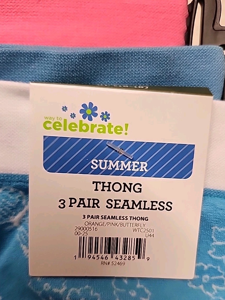 NWT Way To Celebrate 3-Pack Seamless Thong Panties Size XL 16/18 Multicolor