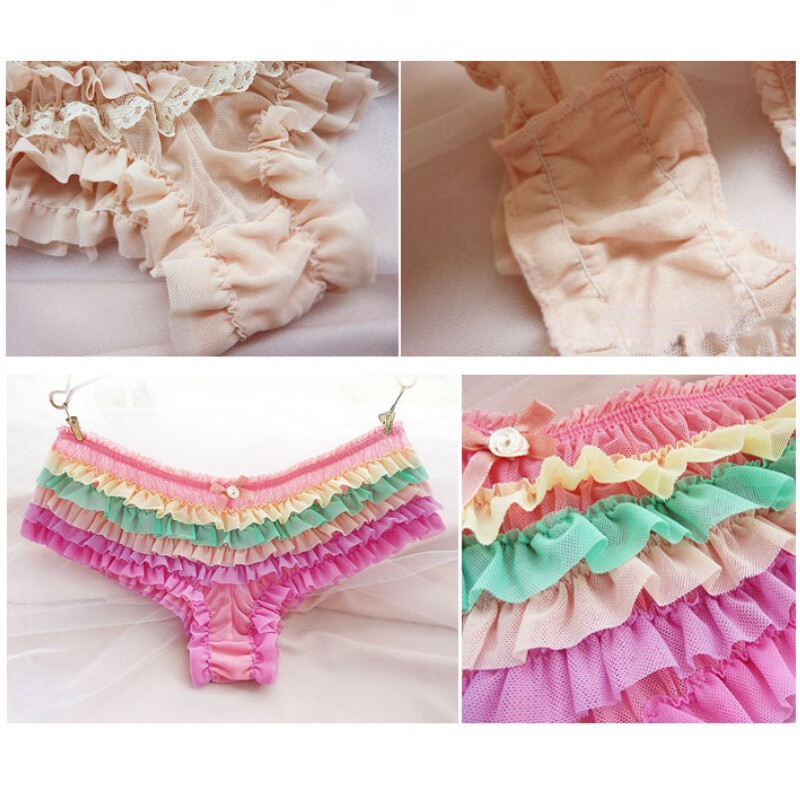 Women Frilly Lace Ruffle Tiered Knickers Panties Briefs Sexy Underwear Sweet