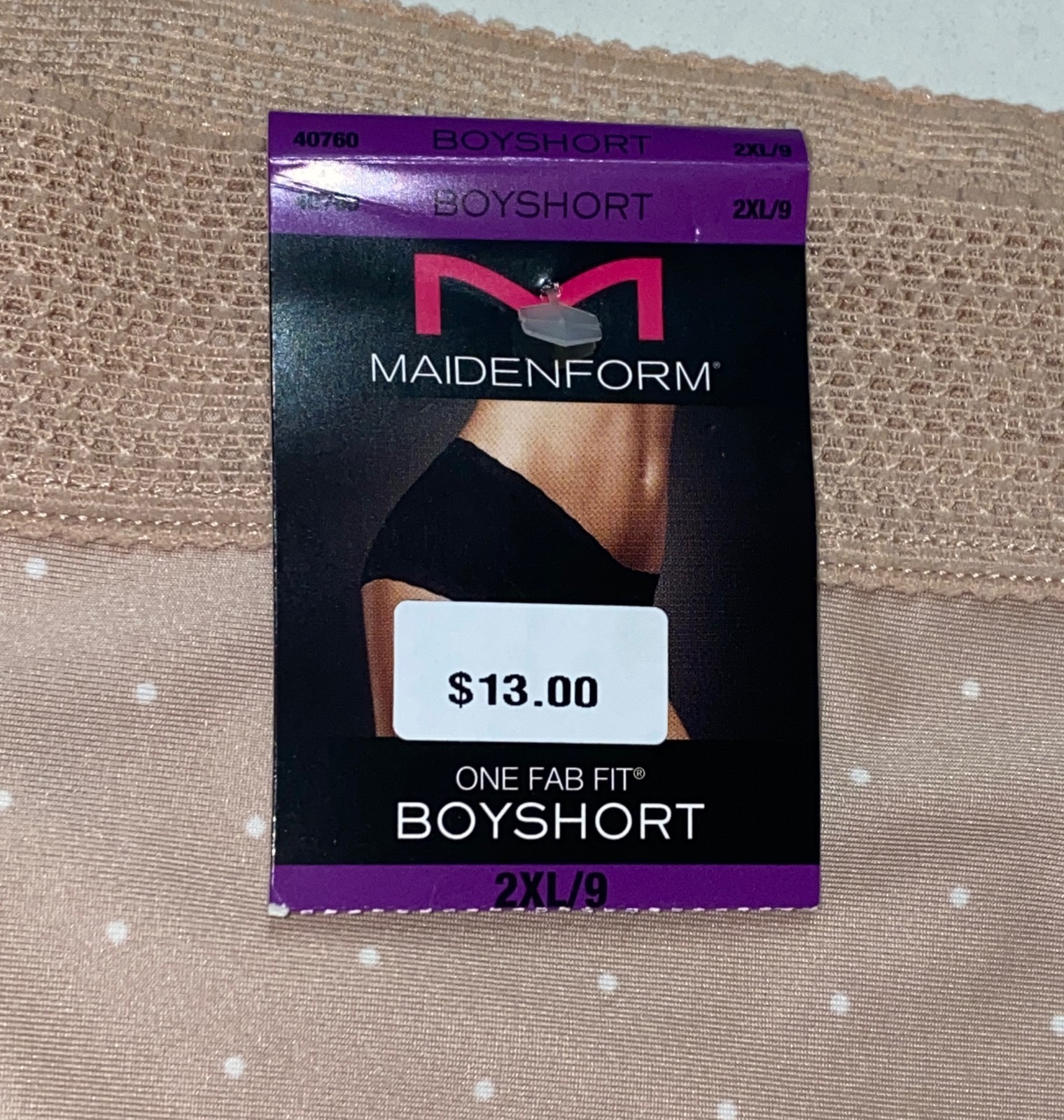 MAIDENFORM One Fab Fit Micro Dot Paris Nude Boyshort Panty Womens S M L XL 2XL