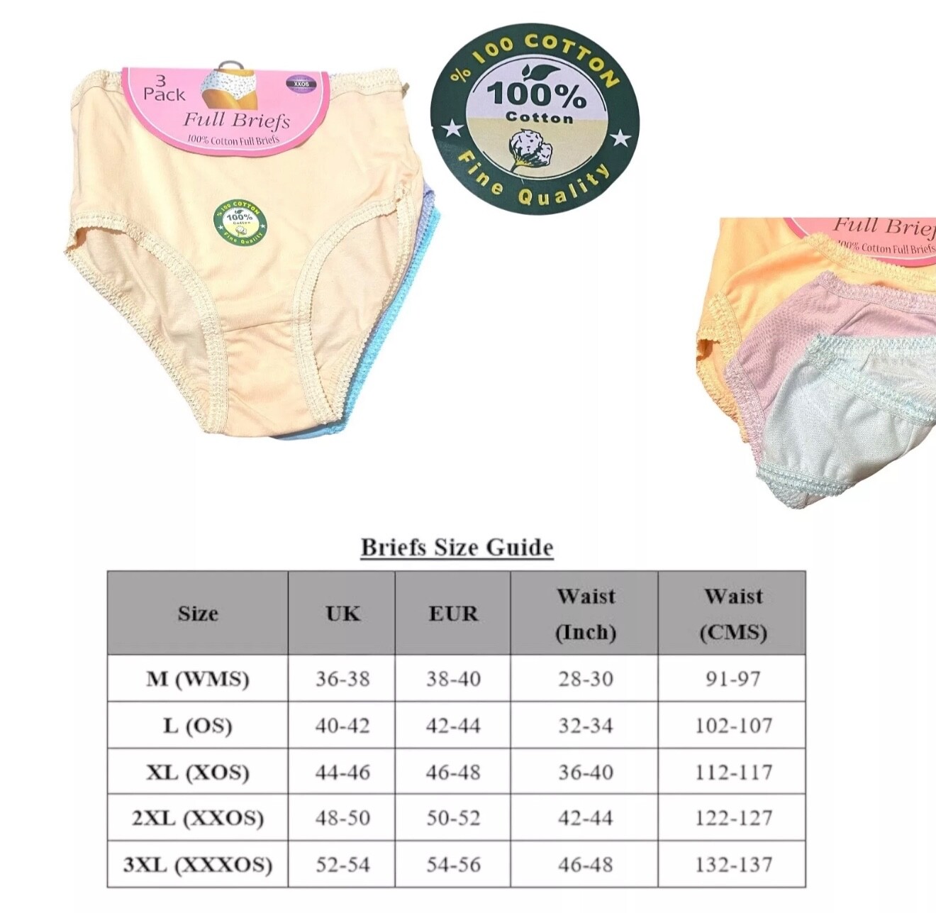 3/6/12Pack Ladies Briefs Maxi 100% Cotton Full Comfort Fit Underwear,