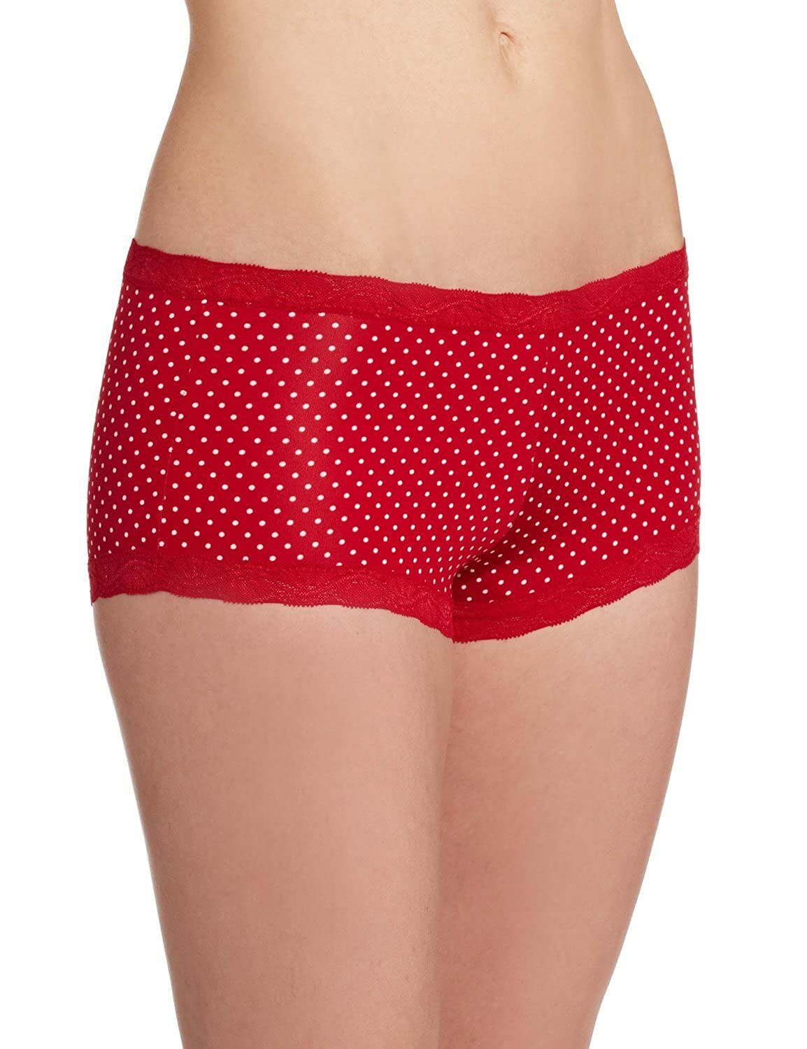 4-Pack Maidenform Women’s Microfiber & Lace Boyshorts, Red/White Polka Dot, XL/8