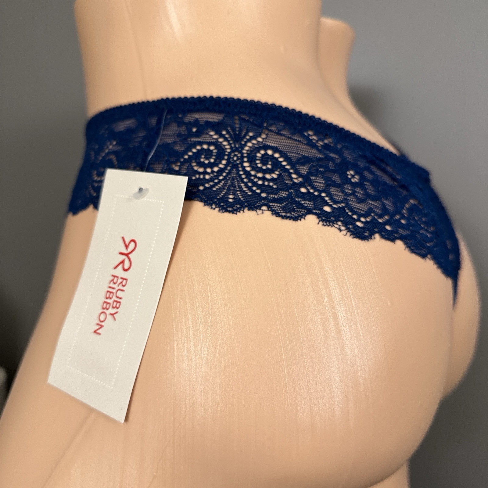 Ruby Ribbon Valentina Lapis Blue Lace Thong Panty Small NWT New Panties