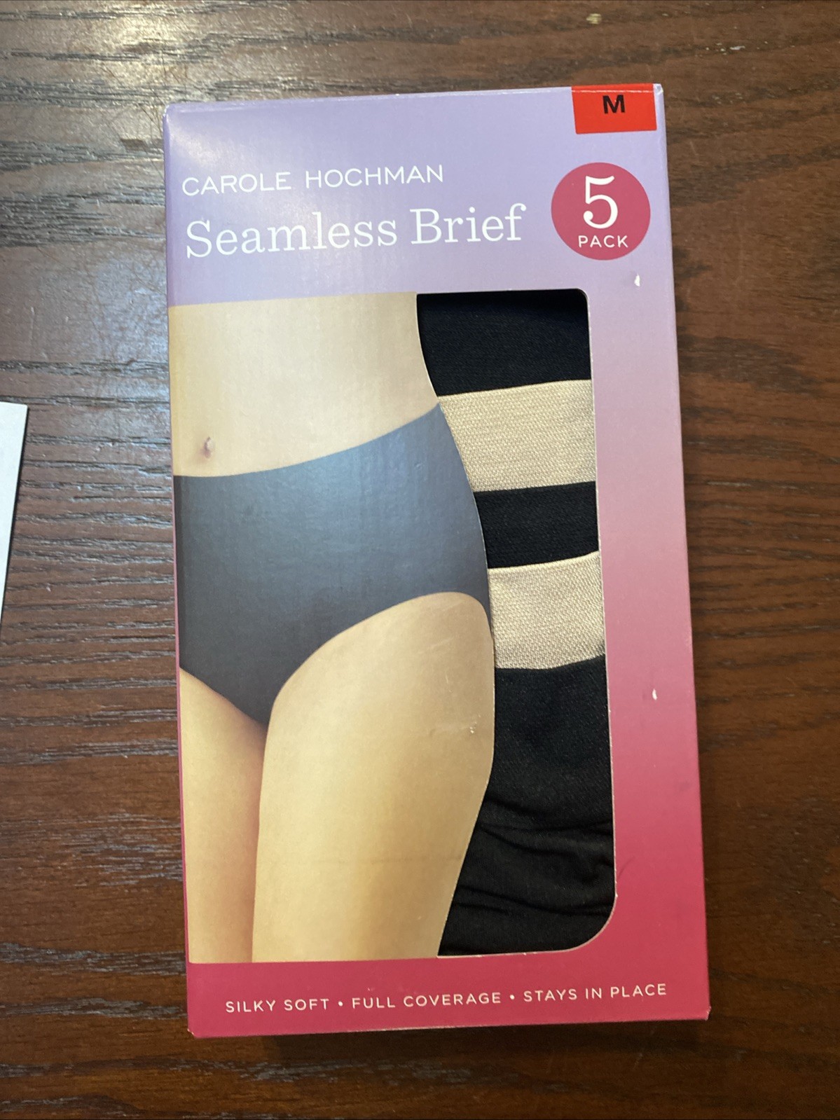 NWT CAROLE HOCHMAN 5 PK MULTI COLORED SILKY SOFT FULL COVERAGE BRIEFS SZ M #300C