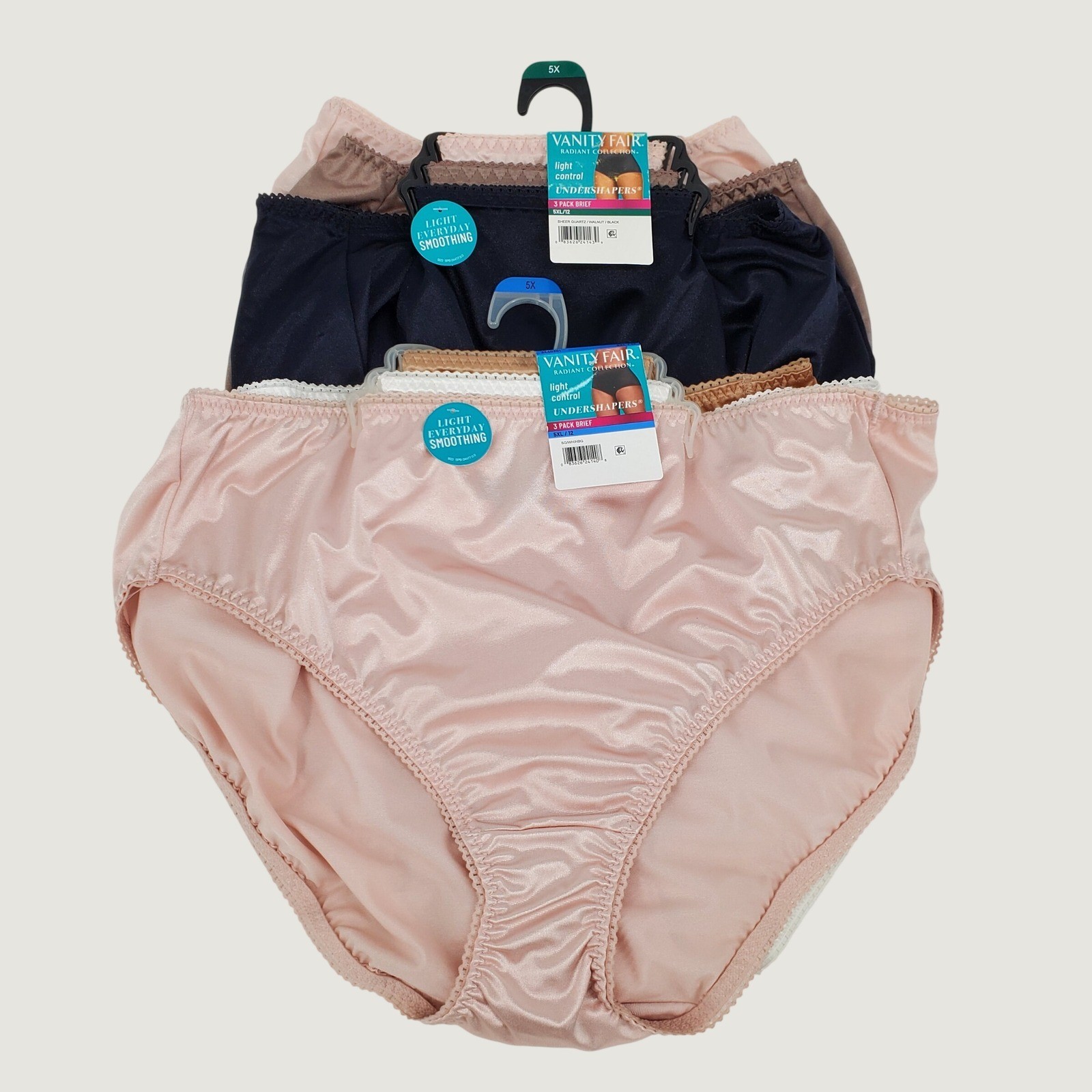 Vanity Fair Radiant Collection Undershapers Brief 5XL 12 Light Control 6 Pack