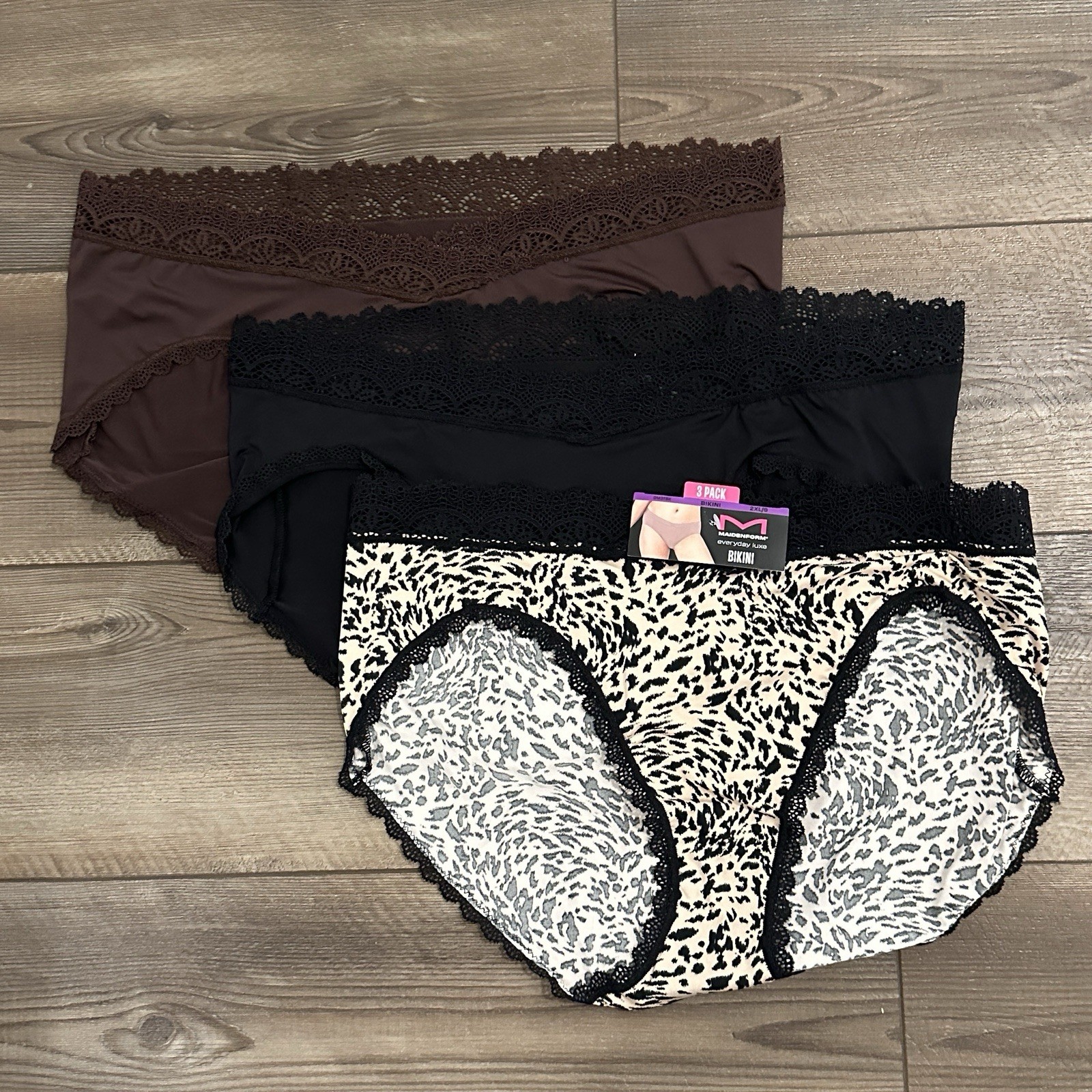 Maidenform Everyday Luxe Lace Trim Bikini Underwear Set Size 2XL New