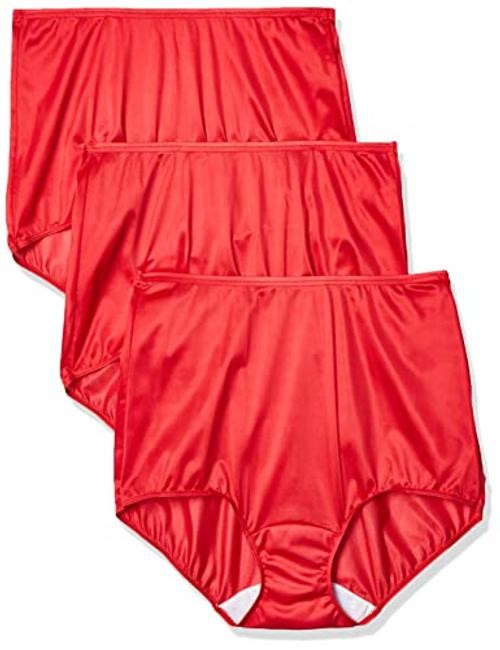 Women’s Hidden Elastic Nylon Full Brief Panty 3-pack 9 Red