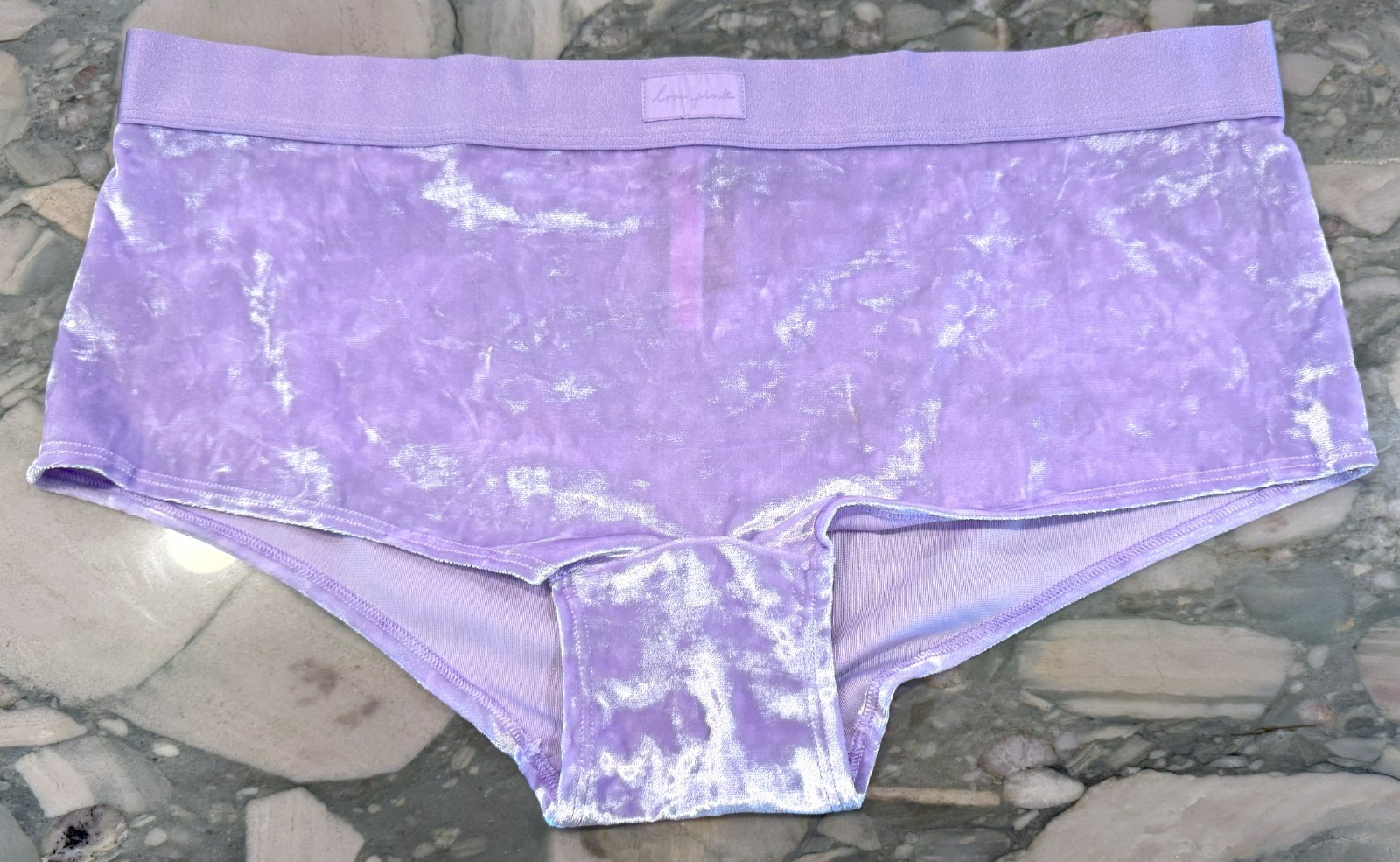 NEW Victoria Secret PINK Velvet Logo Shortie Boyshort Panty – Lavender – XL