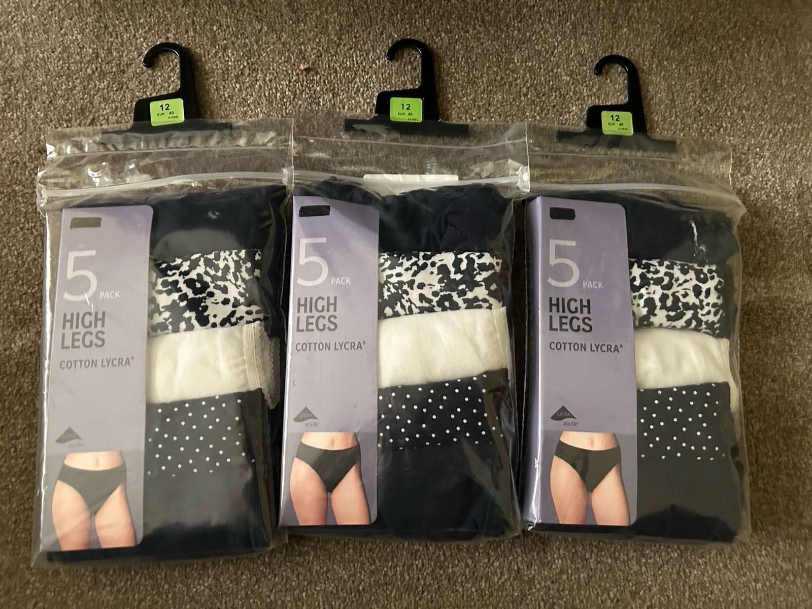 Ex Marks & Spencer Cotton Lycra High Leg Briefs Knickers 2 x 5 Pack Size 8 BNWT