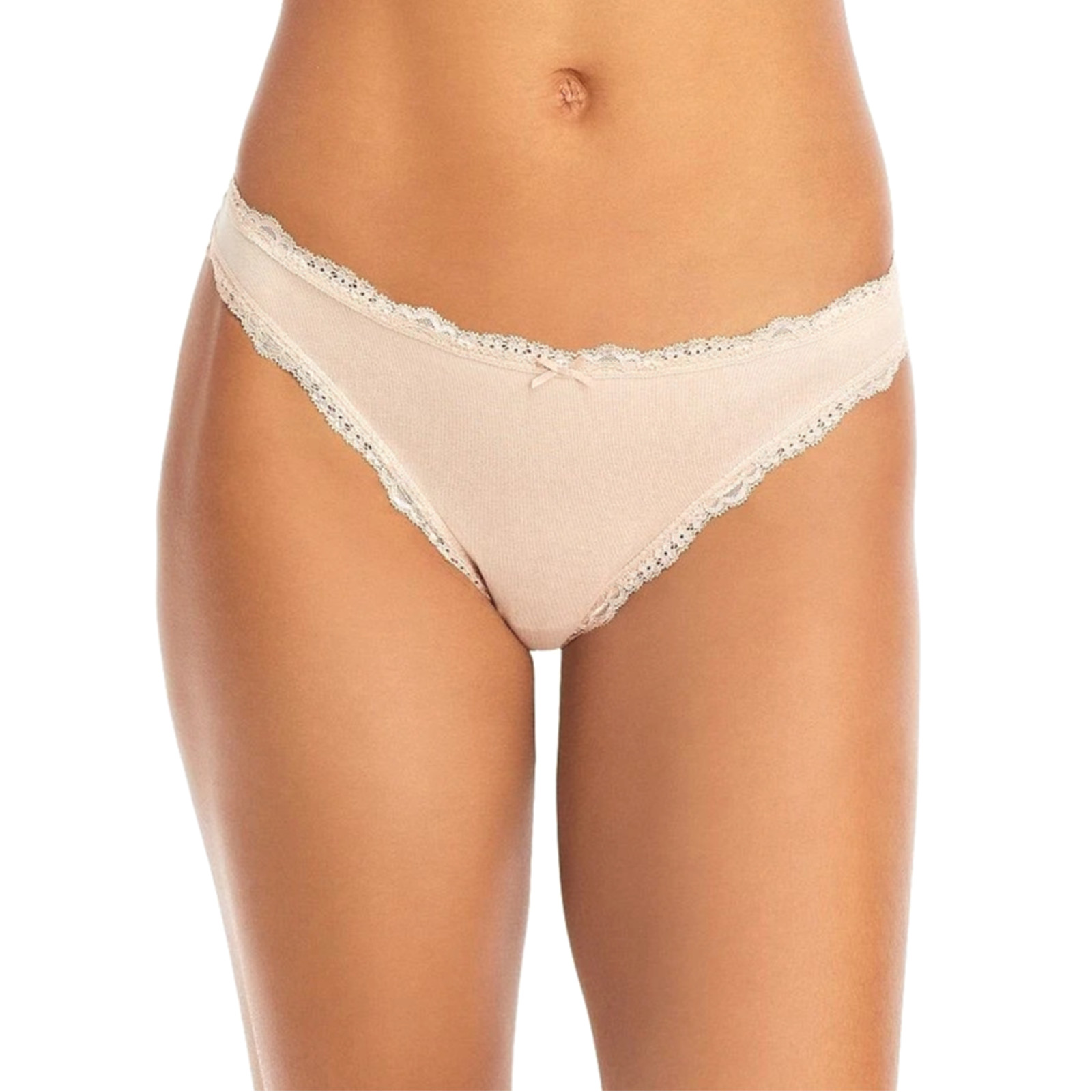 AQUA Intimates Women Set of 6 Nude Beige Lace Trim Thong Panties Size M