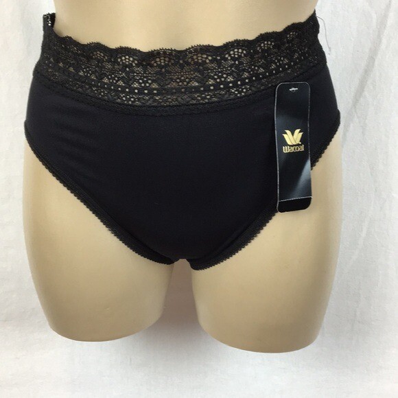 Wacoal Simple Pleasures Hicut Black Lace Waist Bikini Panty S NEW