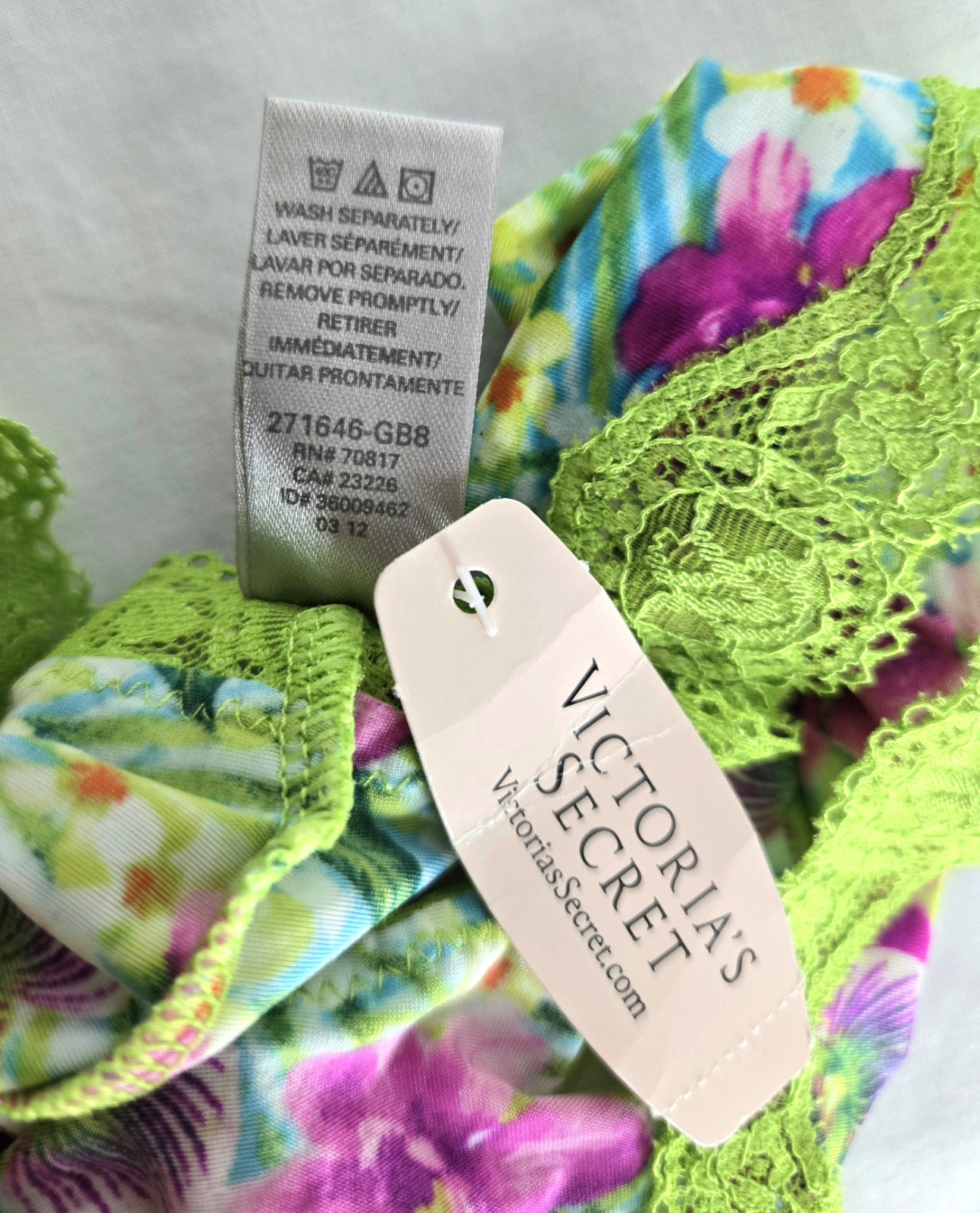 New Victoria’s Secret XS EXTRA SMALL Cheeky Panty Orchid Floral Green Lace trim