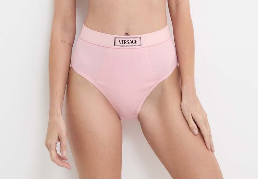 Versace Women’s High Slip Bio Cotton Rib Bikini Panties Versace sz 4 US L IT 44