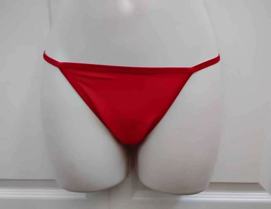 Women’s Large Red Lace String Thongs Panties Semi-Sheer Fabric