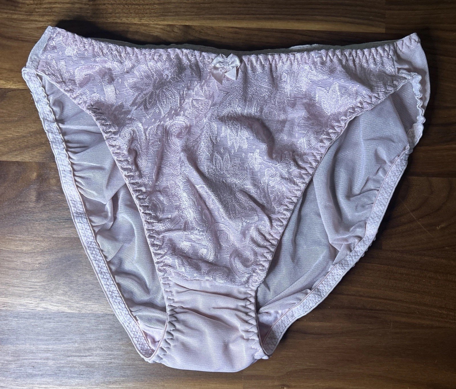 Vtg Maidenform Flamenco Second Skin Panties L Baby Pink Hi Cut Tapestry Sheer