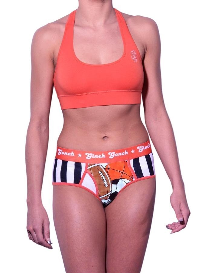Ginch Gonch Women’s Score Boyfriend Briefs Underwear Striped Cotton Spandex NWT