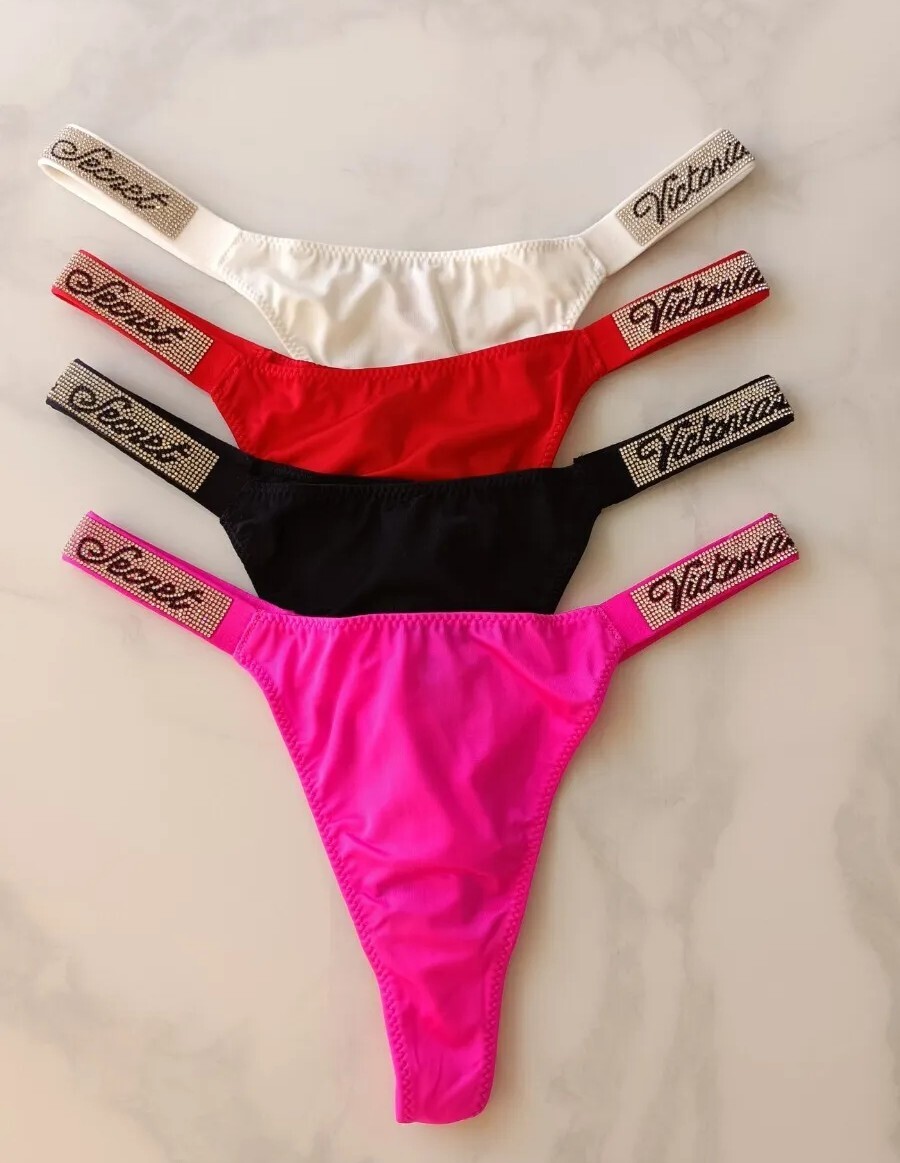 Shine Knickers 🤍 ❤️🖤🩷/1pc/М,L,XL.panties, thong with rhinestones