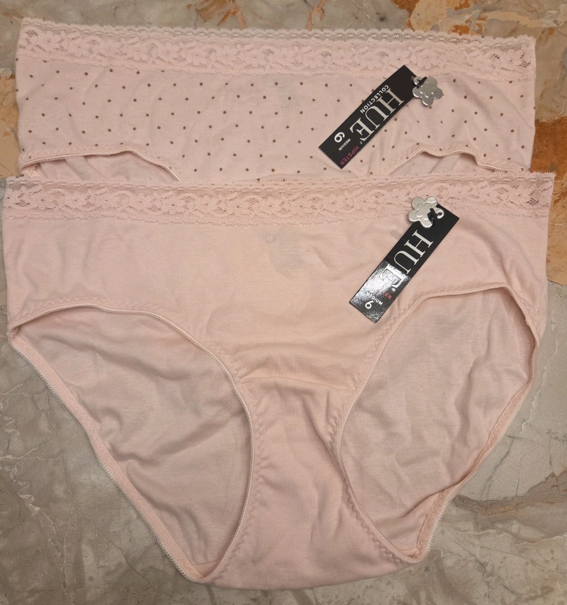 Hue Collection Pima Cotton Hipster Panties 2 In Pack Sz Med 6 Pink NWT