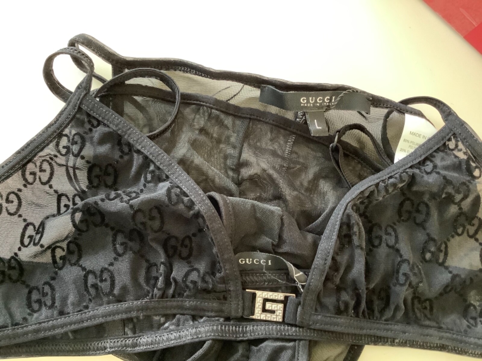 €390 GUCCI thong brief pants * Italy * GG panties * hot * black * L 42/44 New