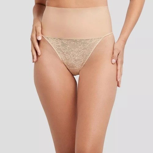 Maidenform Firm Tummy Control Lace Shapewear Thong Size Medium 8-10 39-41” NWT