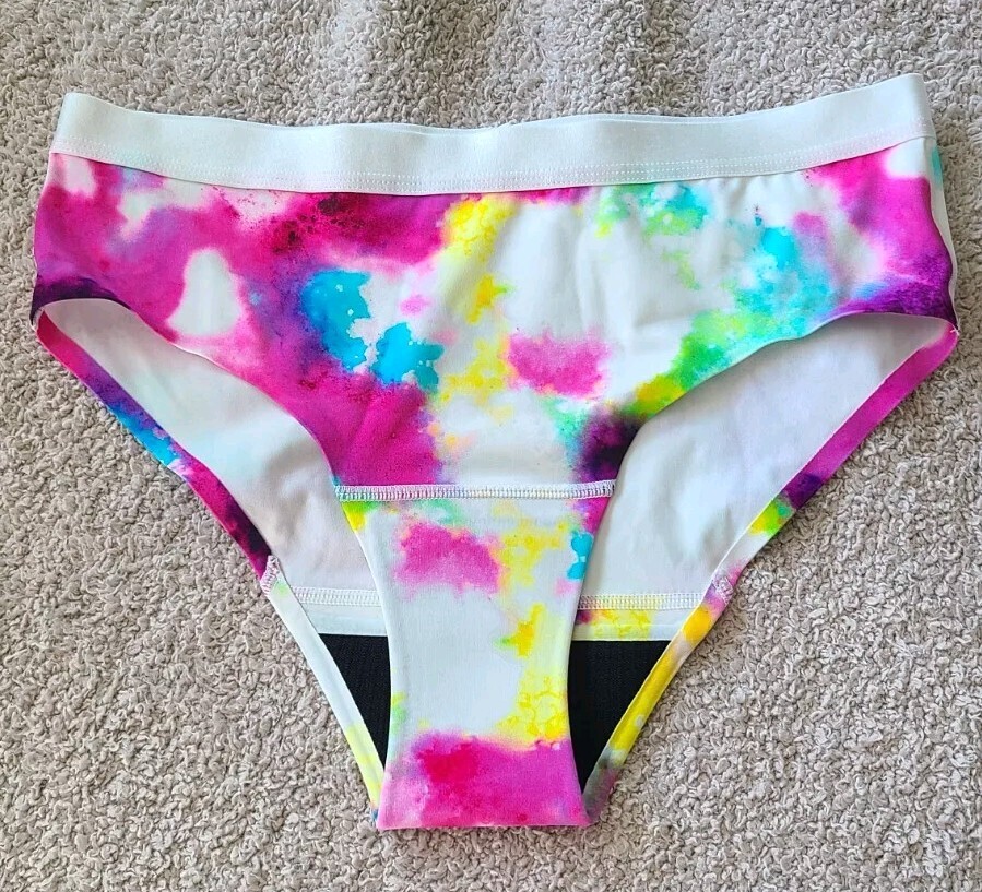 Proof Teen Moderate Absorbency Teen Period Briefs Tie Dye Sz Large