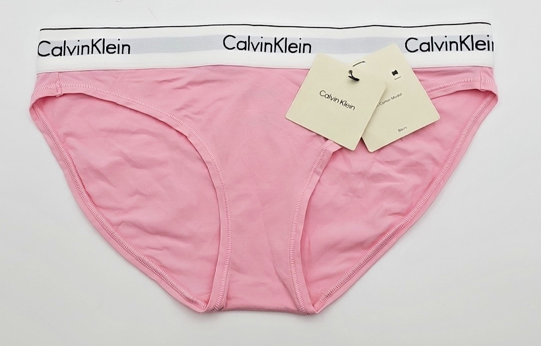 Calvin Klein F3787 Modern Logo Cotton Stretch Bikini Panty BUFF PINK Medium NWT