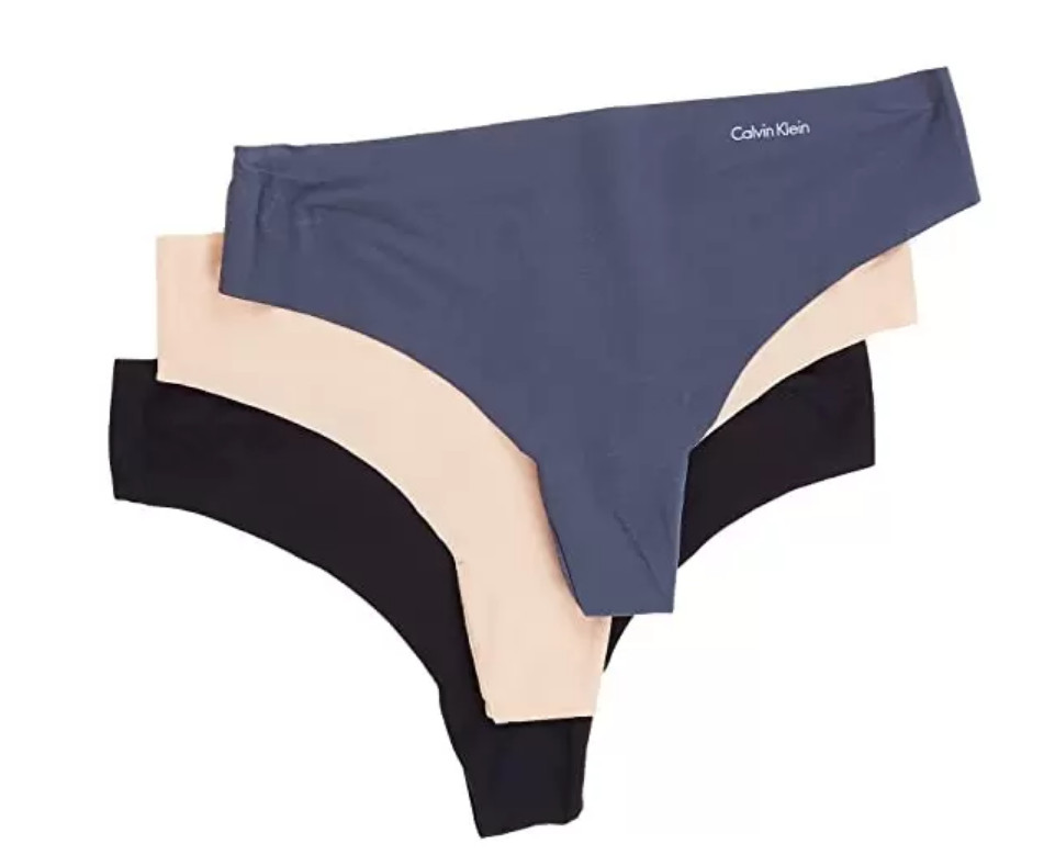 Calvin Klein Womens Assorted Pack Of 3 Invisibles Thongs L1616 Size L