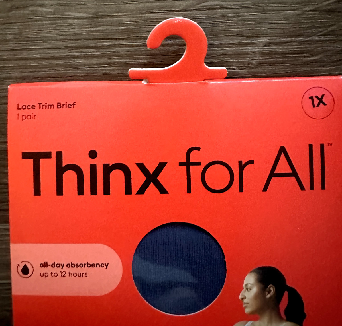 Thinx for All All Day Absorbency Leakproof Period Underwear Lace Trim Storm 1X
