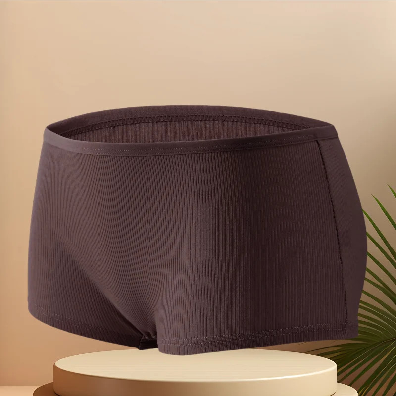 1pc Cotton Panties Seamless Sports Boxers Solid Color Cozy Soft Women Wear