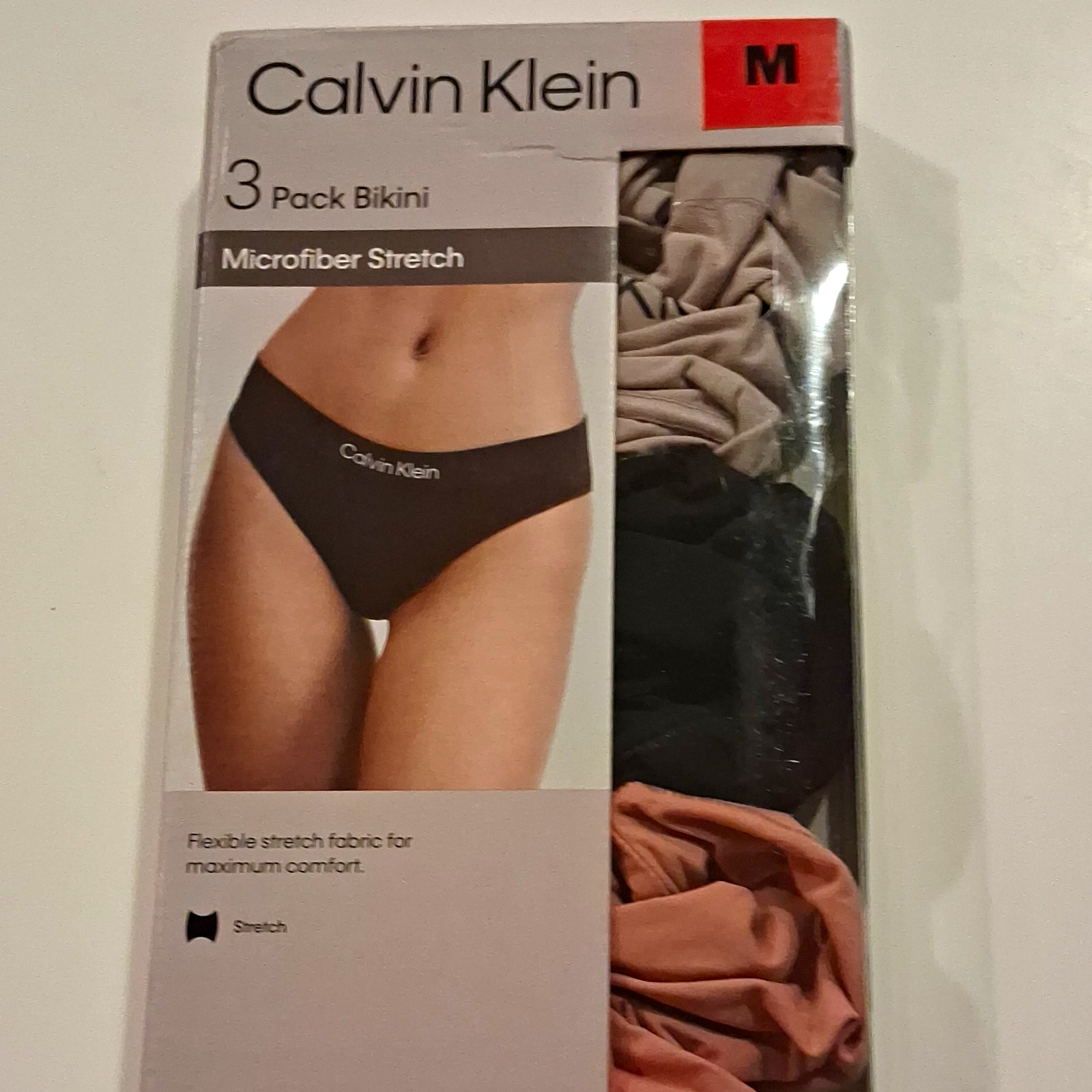 Calvin Klein Microfiber Stretch Bikini Panties 3 Pack Solid Khaki Size M