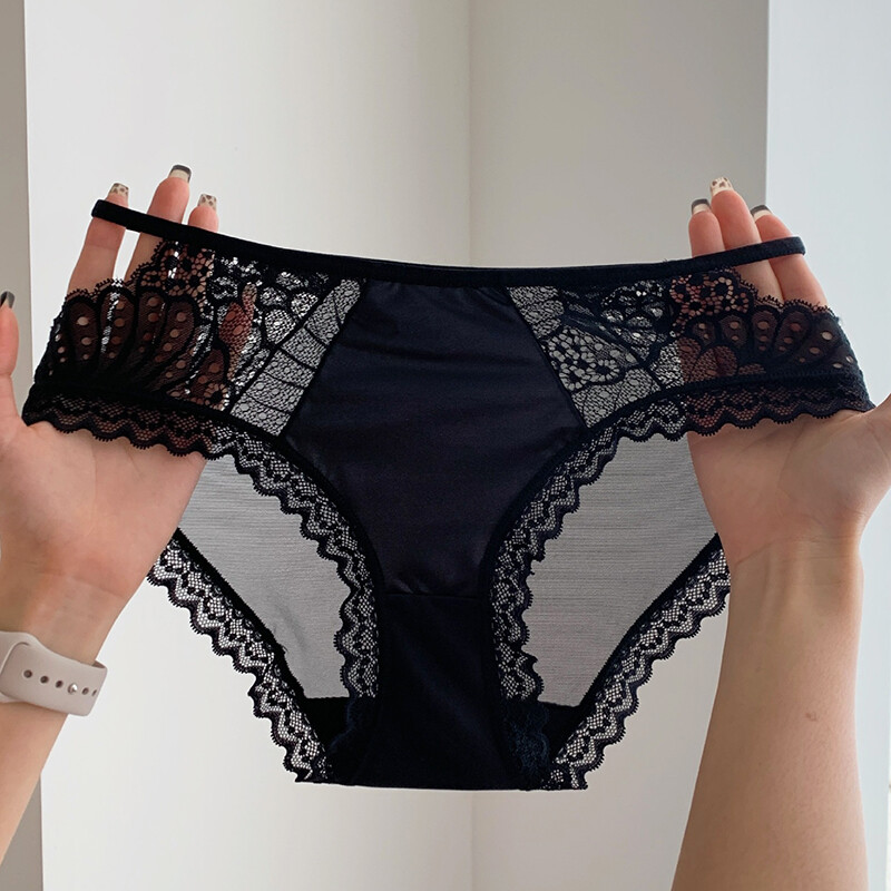 5pack Lot Womens Sexy Panties Lingeries Satin Briefs Lace Sheer French Underwear