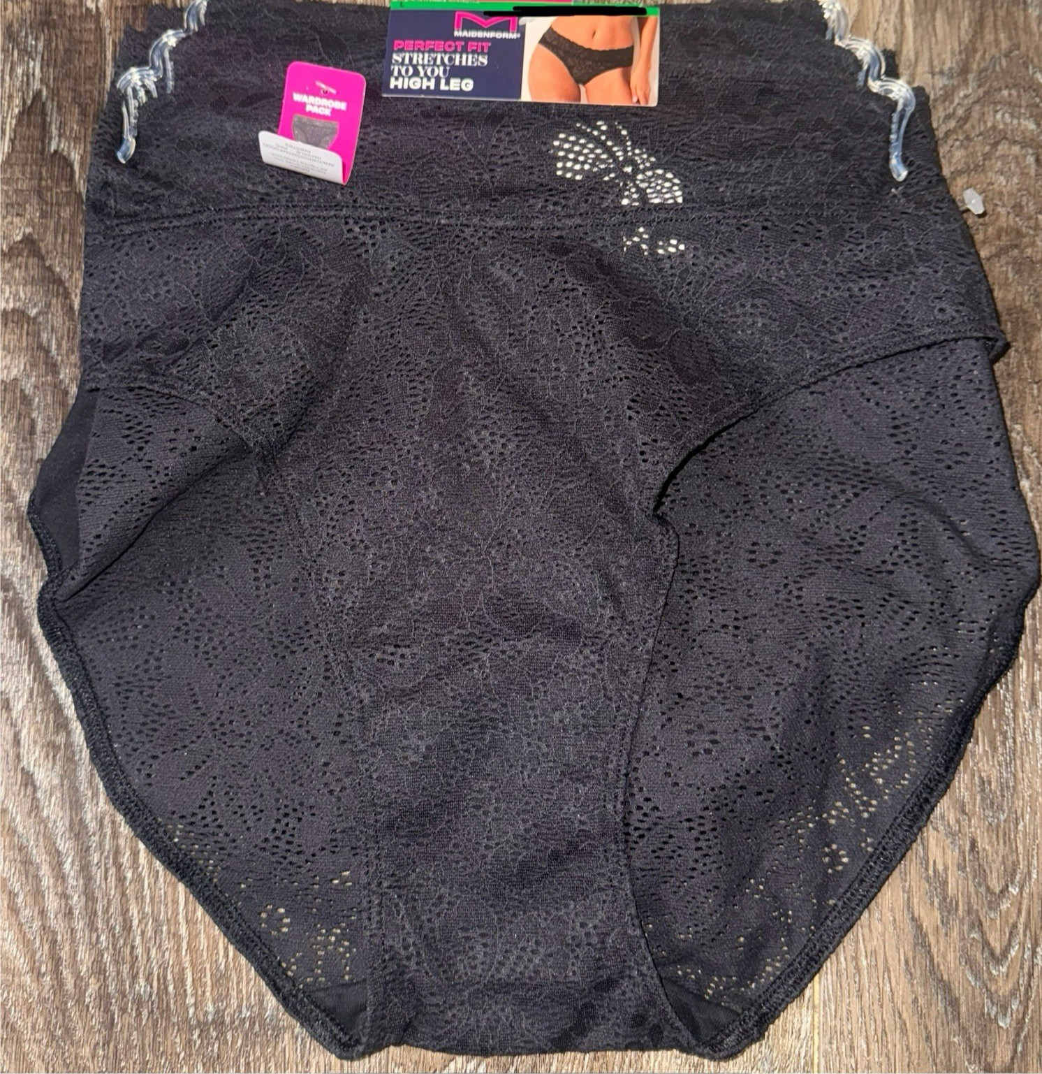 Maidenform ~ 3-Pair Women’s High Leg Underwear Nylon Blend Lace Black ~ 2XL