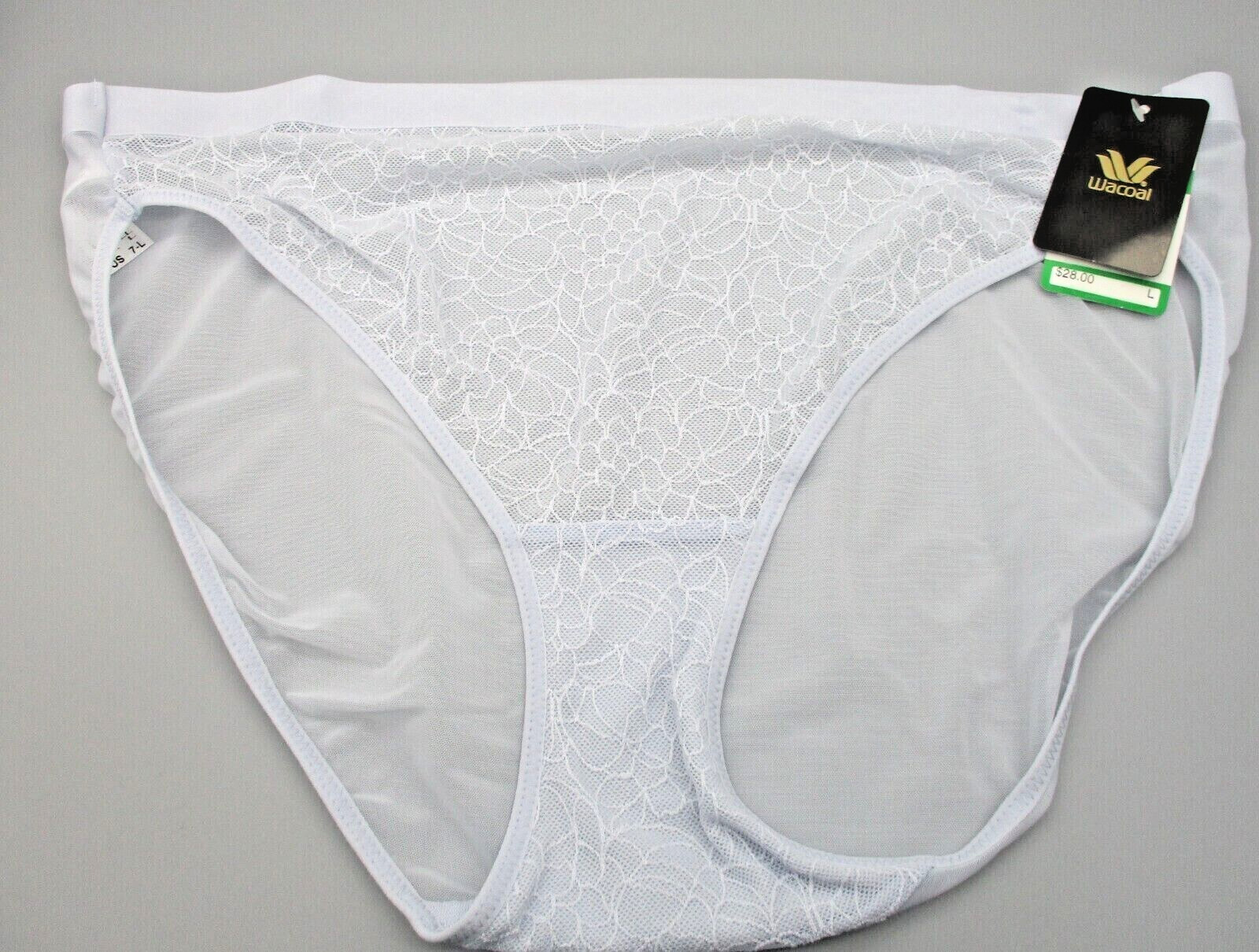 WACOAL~L 7~841341~Arctic Ice ALL EDGE Sheer Hi-Cut Panty