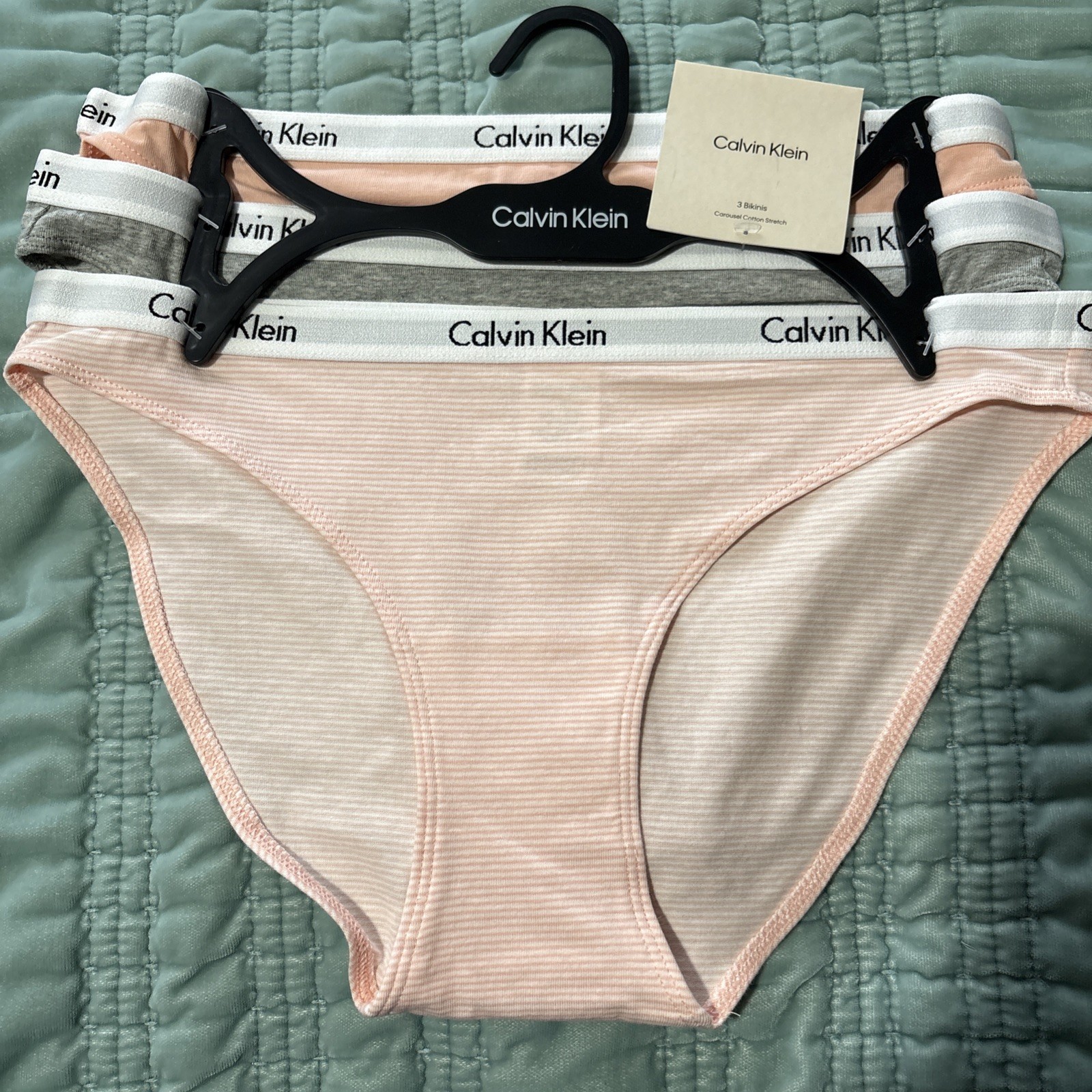 Lot Of 3 NWT Calvin Klein Underwear M Bikini Cotton Stretch Peach, Gray