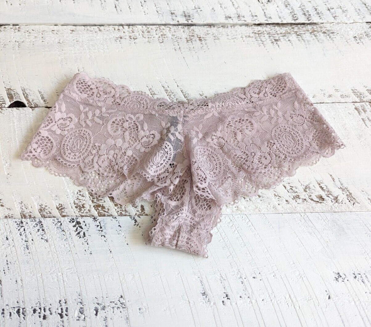 Vintage Victoria’s Secret Size XS Rose Grey Lace Cheeky Panty