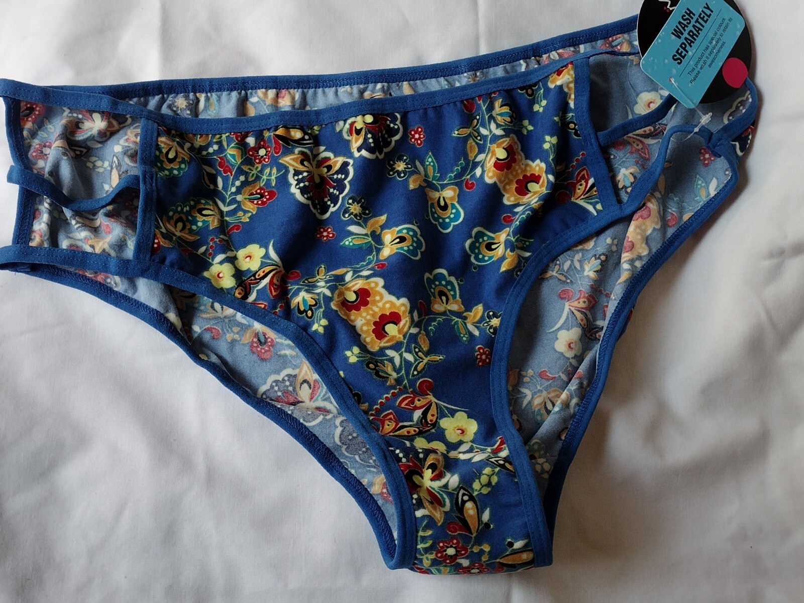 CLOVIA 3XL BLUE FLORAL STRAPPY HIPSTER PANTY COTTON SPANDEX NEW WITH TAGS
