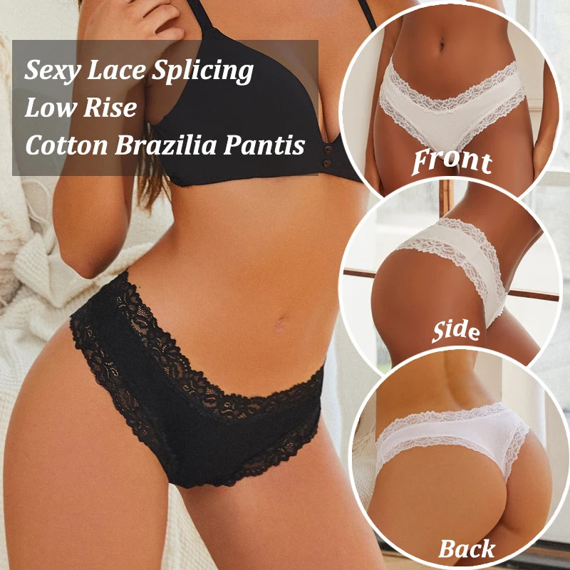 7 Pack Women Lace Cotton Knickers Brazilian Panties Seamless Low Rise Underwear