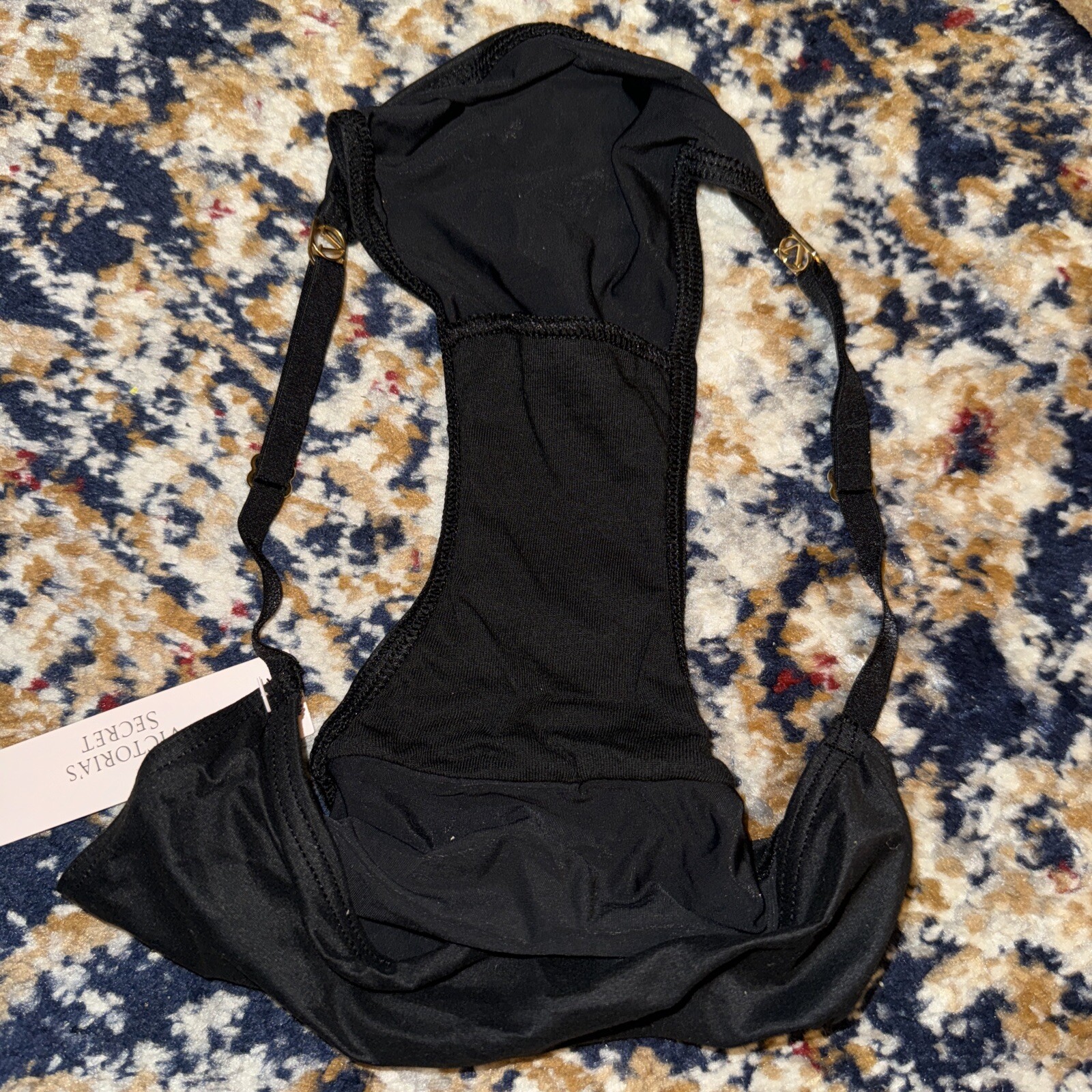 VICTORIA’S SECRET Small BLACK GOLD ADJUSTABLE STRAPS STRING BIKINI PANTIES NWT