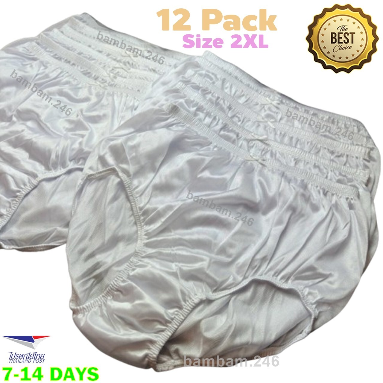 12 Pcs VTG White Silky Nylon Underwear High Waisted Briefs Panties Size 2XL Shee