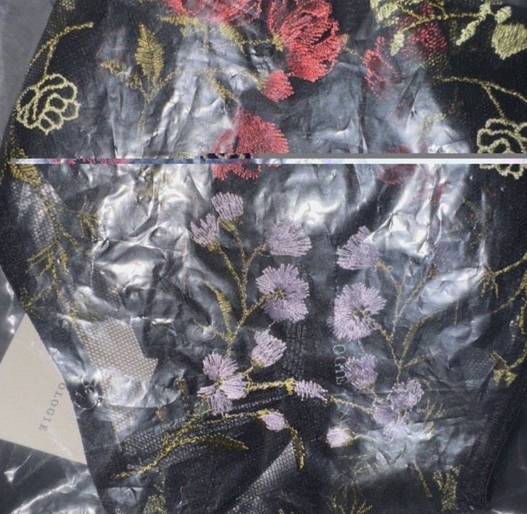 By Anthropologie Floral Embroidered Panty in Black – Size XL