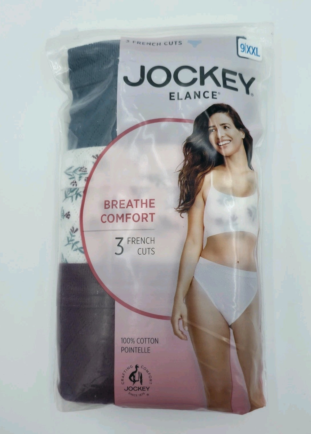 Jockey Elance Breathe Comfort Briefs Womens 9/XXL Multicolor French Cut 3 Pack