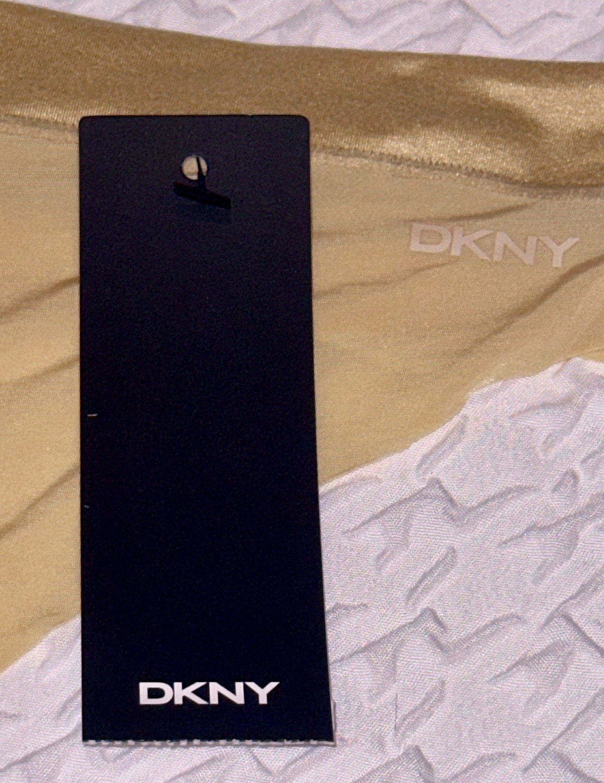 DKNY Fusion Microfiber Skinny Dip Nude Thong Panty NEW Womens Sz L 7 DK8131