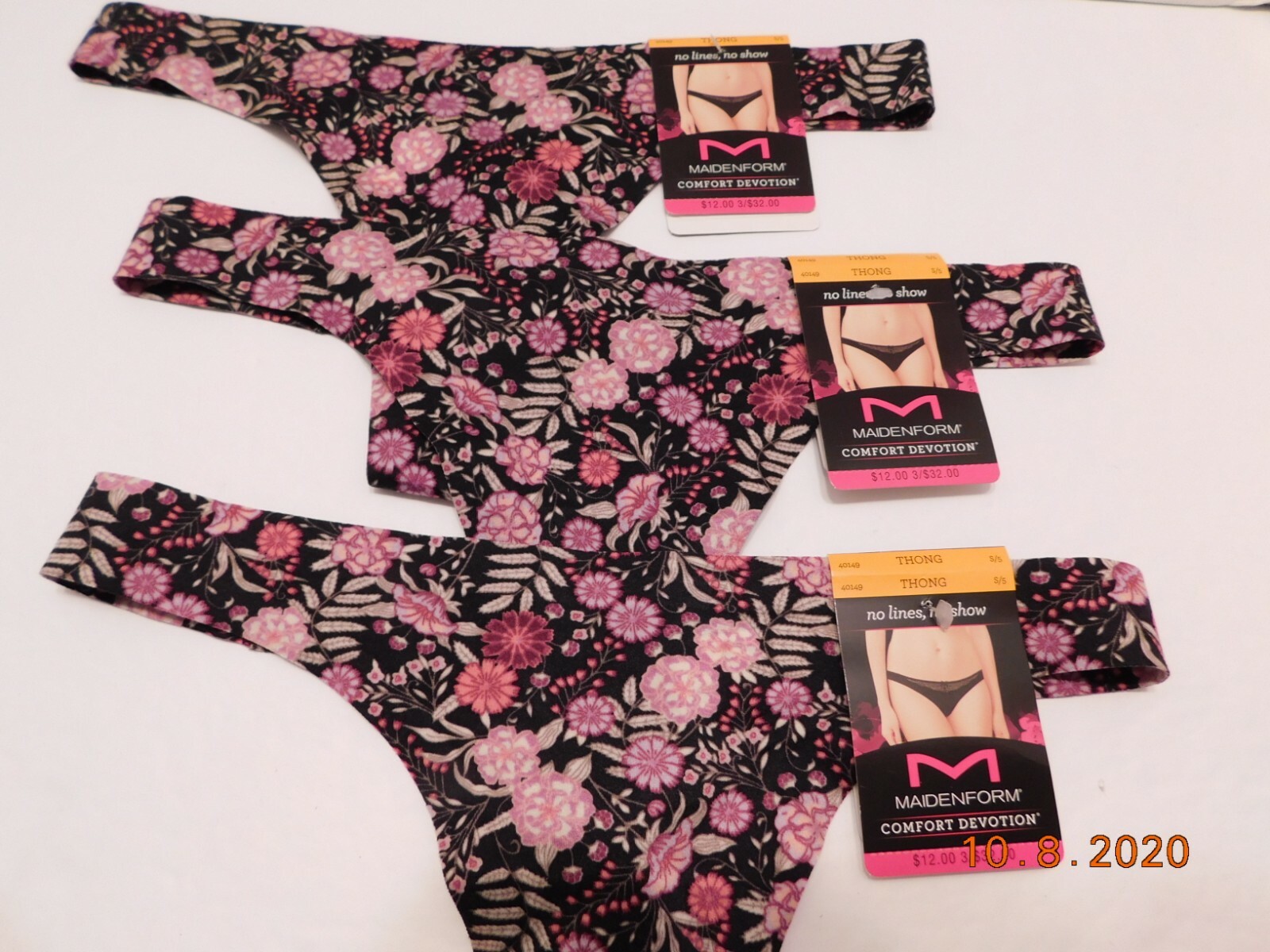 Maidenform 3 Pairs Comfort Devotion Thong, Panty Size S/5 NWT 40149