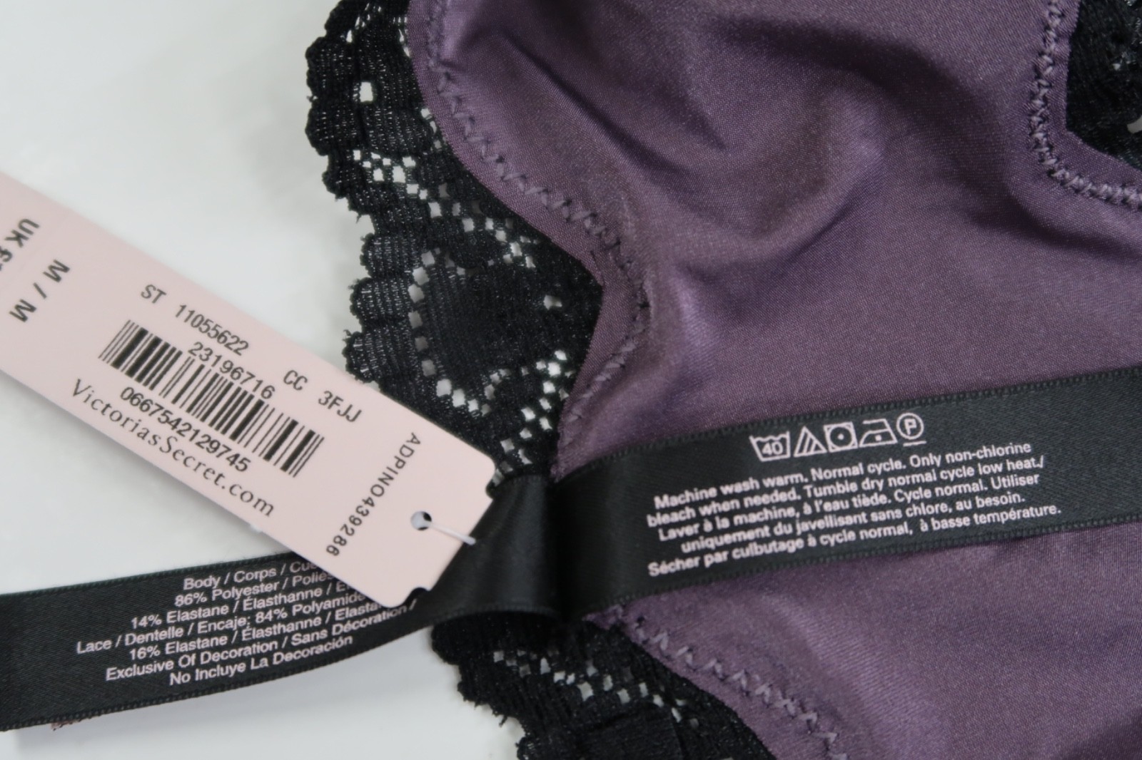 Victoria’s Secret Silky Smooth Lace Strappy Back Purple Mauve Cheeky Panty New